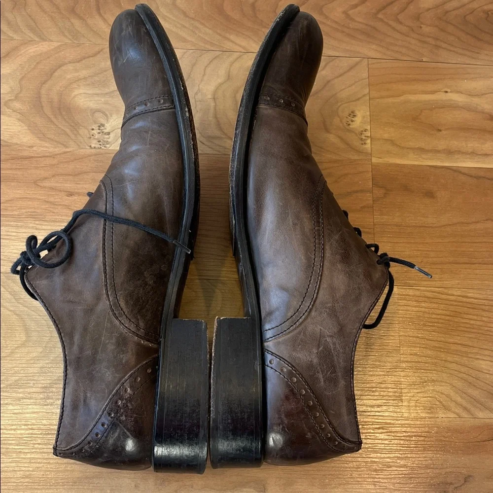Kenneth Cole Men's leather made in Italy Dark Grey/Brown Oxfords size 8-8.5